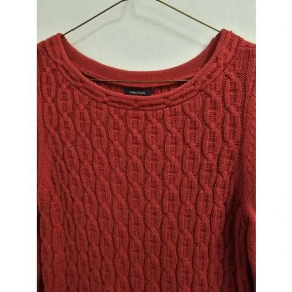 Nautica Red Womens Cable Knit Pullover Sweater- Size Small- No flaws. No defects - Picture 6 of 12
